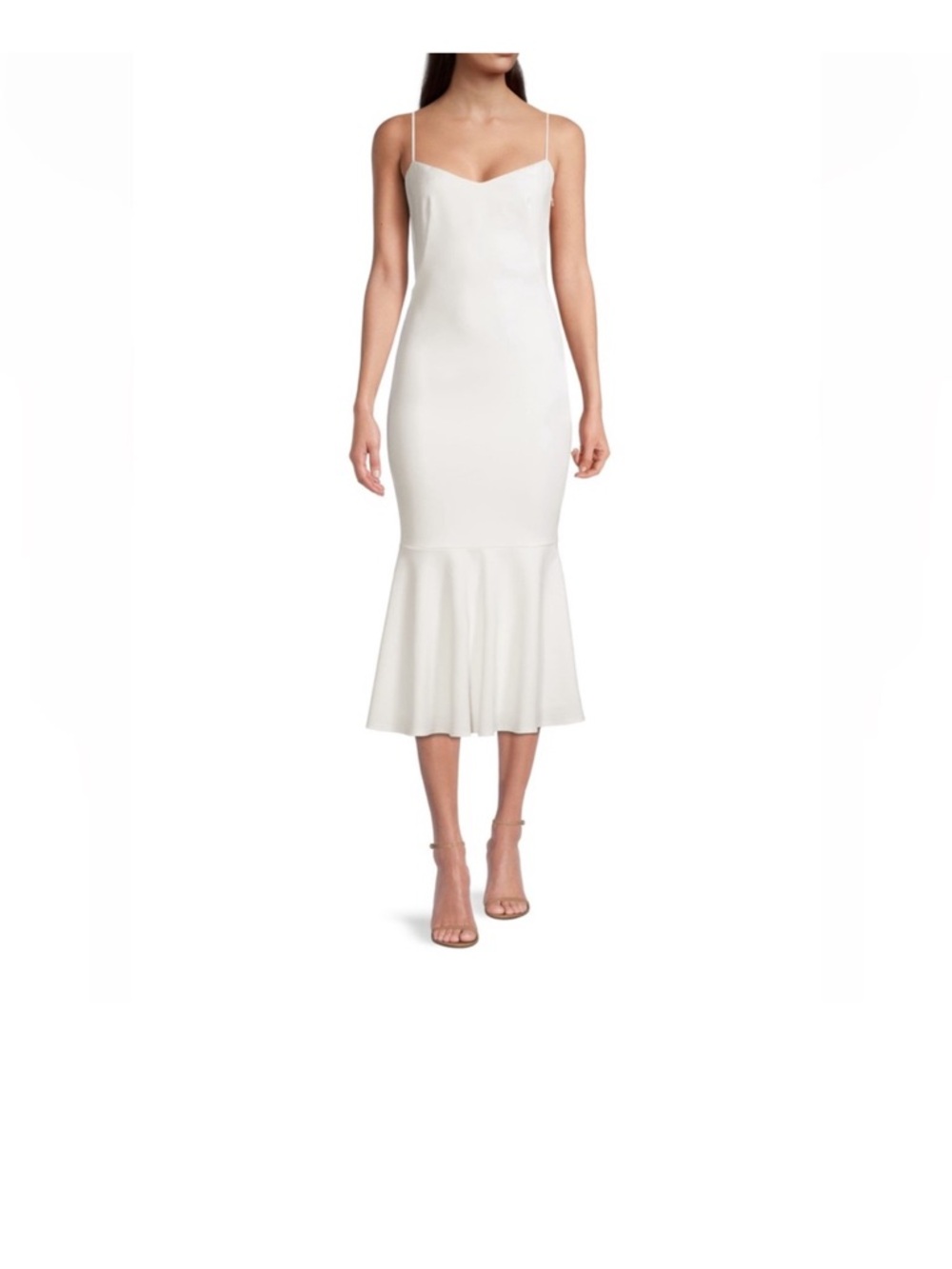 Women's White Spaghetti-Strap Mermaid Dress
